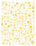 Nail Stickers Galaxy Moon Star Heart Gold CB-089G