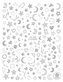 Nail Stickers Galaxy Moon Star Heart Silver CB-089S